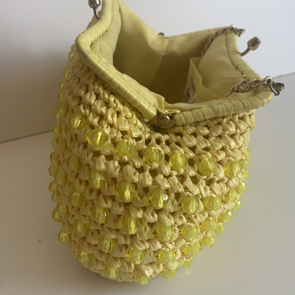 Vintage Yellow Beaded Straw Stein Novelty Purse - Picture 8 of 12